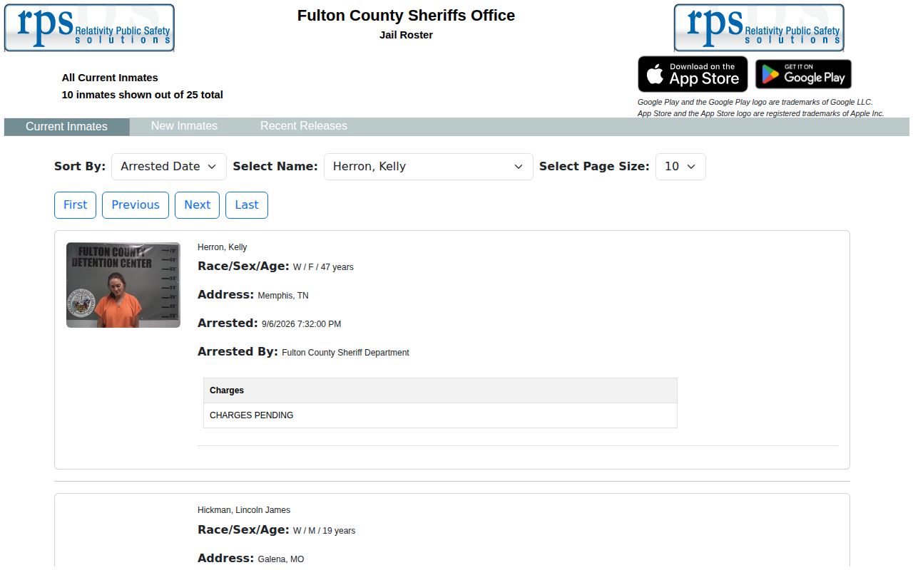 Fulton County official jail roster Current Inmates page